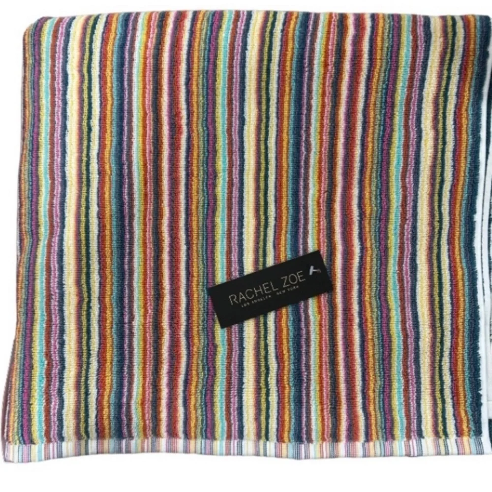 Rachel Zoe Rainbow Striped Bath Towels Set of 2 NEW